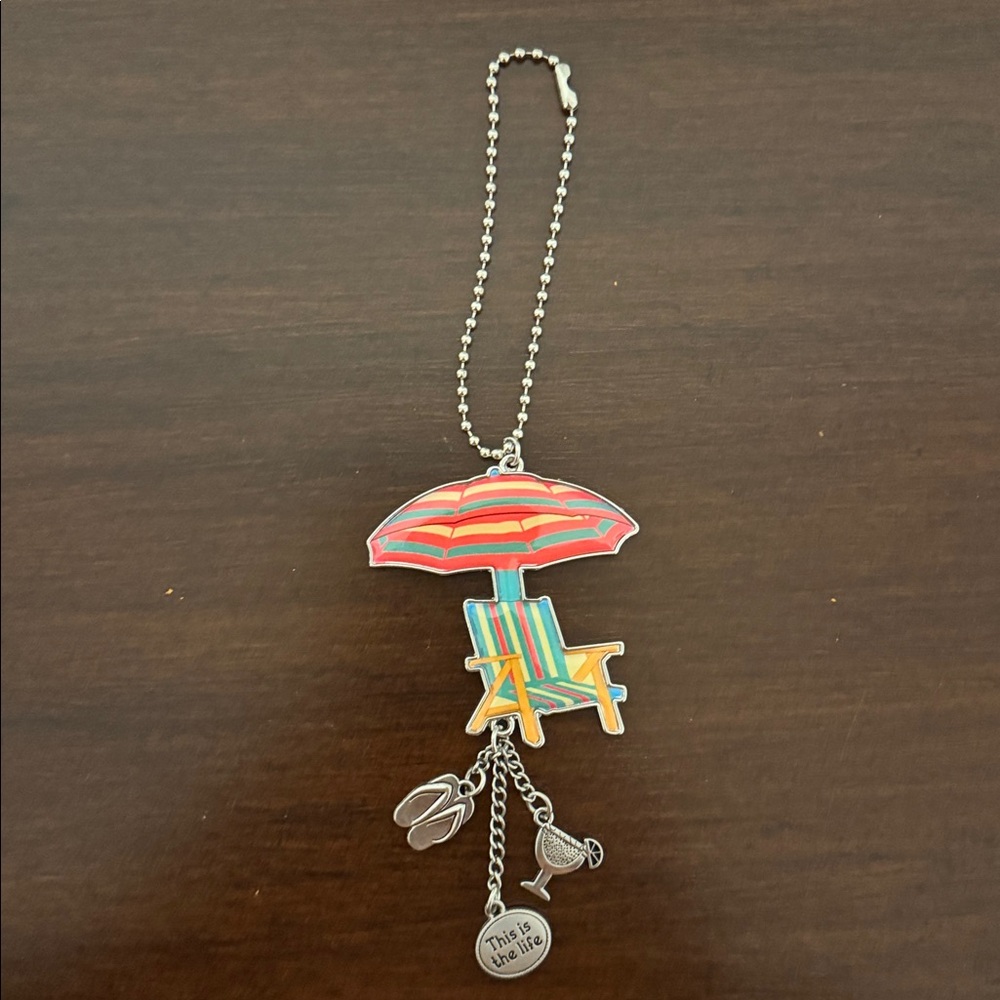 Colorful Beach Chair Rear View Mirror Accessory / Keychain - Picture 2 of 4